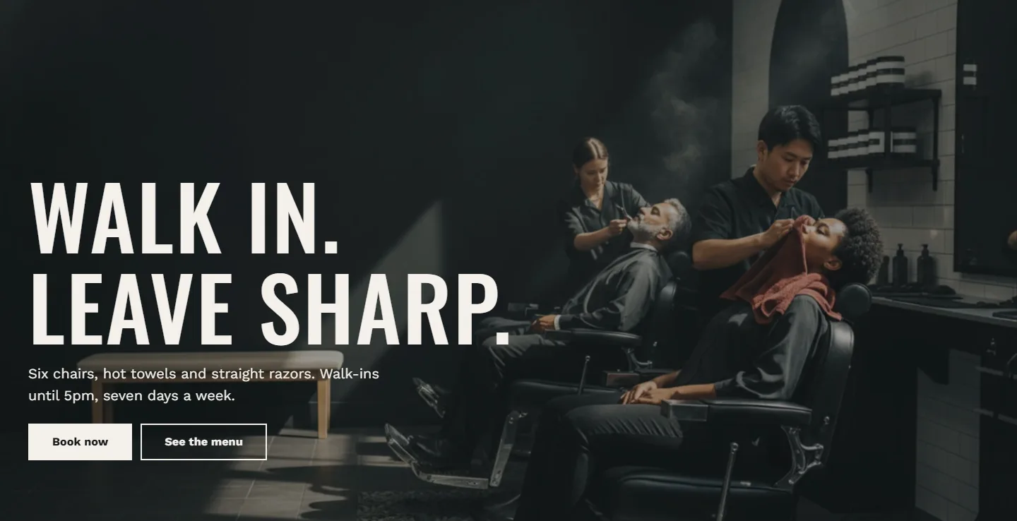 The Barber preset home page